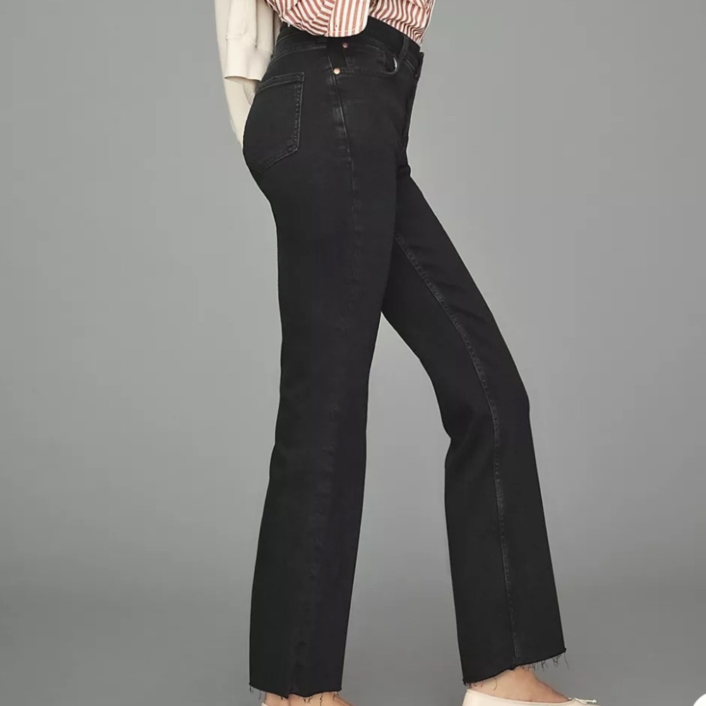 NWT Anthropologie Pilcro Mid Rise Boot Cut Flare Jean Black Distressed 28
